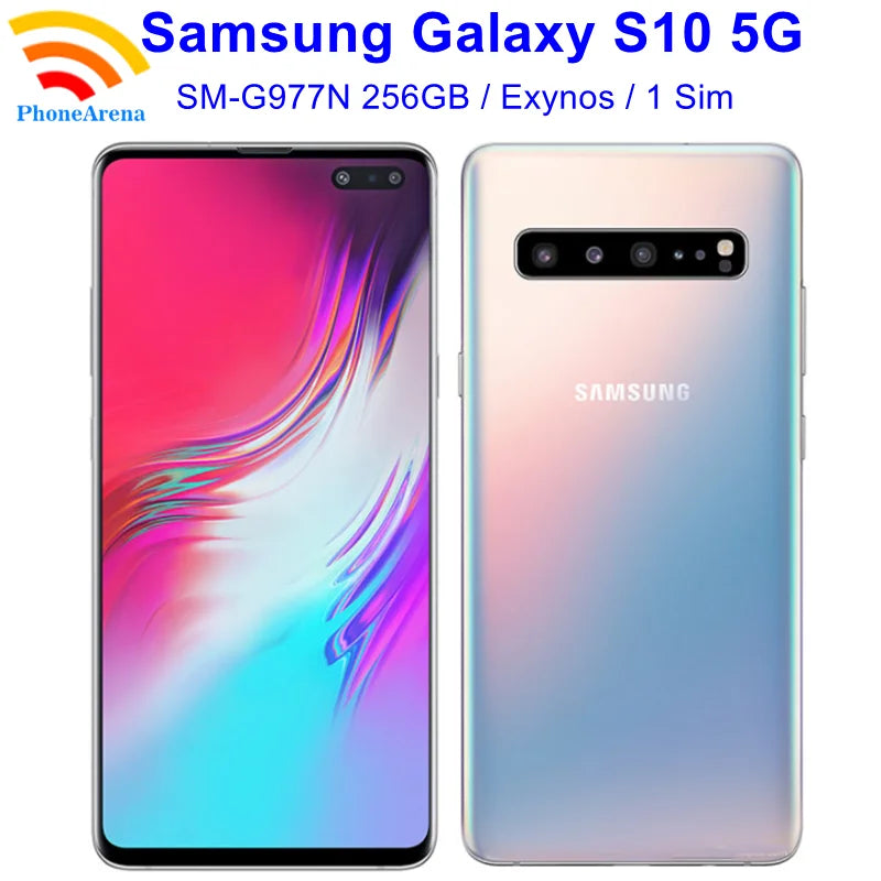 Samsung galaxy s10 original 5g g977n, 95% novo, versão coreana desbloqueada, 6.7 ", 8gb ram, 256gb rom, octa core nfc