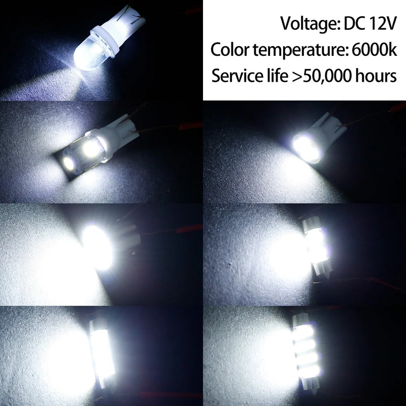 42 peças led luzes interiores do carro t10 6000k smd led substituição placa de licença/lâmpadas de leitura xenon branco interior lâmpadas