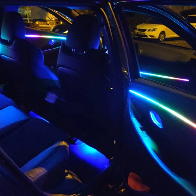 Universal Symphony Car Ambient Lights 64 RGB Car Interior Acrylic Light Guide Fiber Optic Car Decoration Atmosphere Light 18 in1