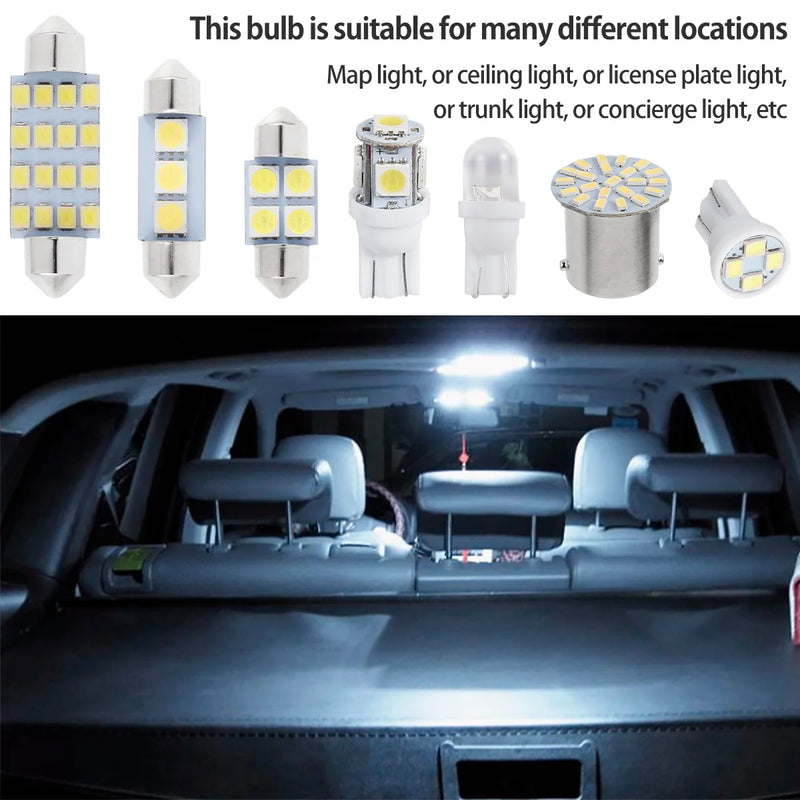 42 peças led luzes interiores do carro t10 6000k smd led substituição placa de licença/lâmpadas de leitura xenon branco interior lâmpadas