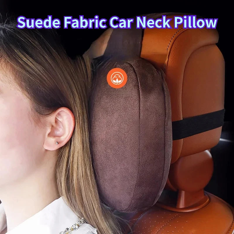 Suede Fabric Car Neck Pillow Universal Car neck cushion Auto Headrest Pillow Memory Foam Headrest for Cars Vehicle Supplies