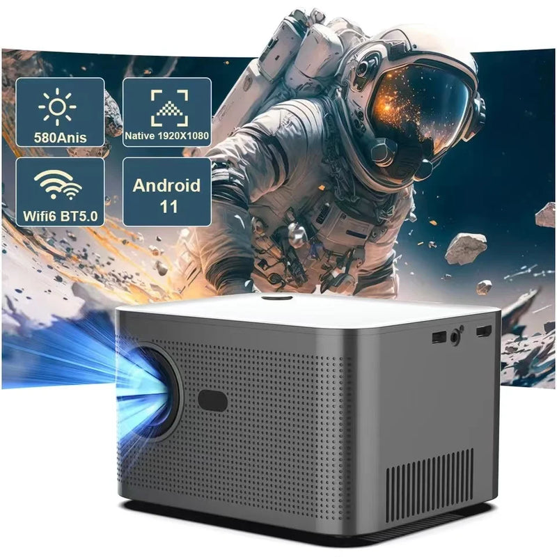 Hy350 novo projetor android 11 4k 1920*1080p wifi6 580ansi allwinner h713 32g controle de voz bt5.0 projetor de cinema em casa