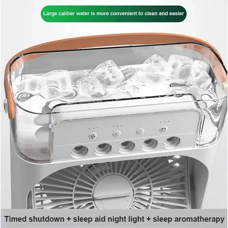 3 em 1 ventilador de ar condicionado doméstico pequeno refrigerador de ar led night portátil umidificador ajuste ar ventilador escritório casa novo