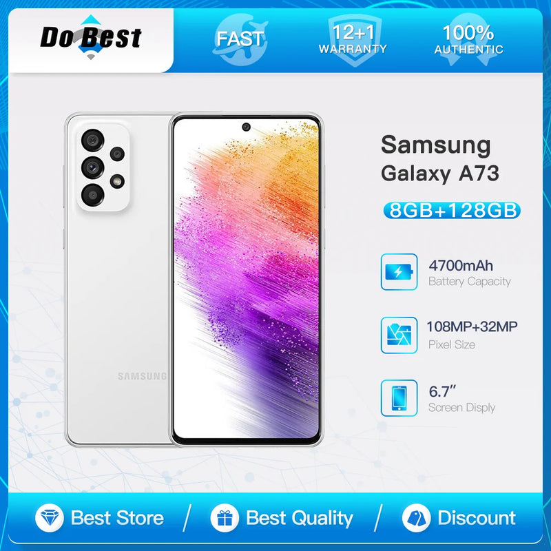 Samsung Galaxy A73 A736B/DS 5G Mobile Phone Dual SIM 6.7'' 8GB RAM 128/256GB ROM 108MP Snapdragon 778G OctaCore CellPhone