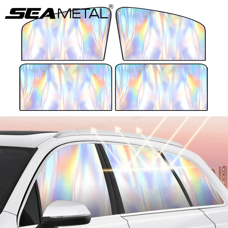 SEAMETAL 2Pcs Magnetic Car Side Window Sun Shade Curtains Front/Rear Window Sun Protection Cover UV Blocking Car Privacy Curtain