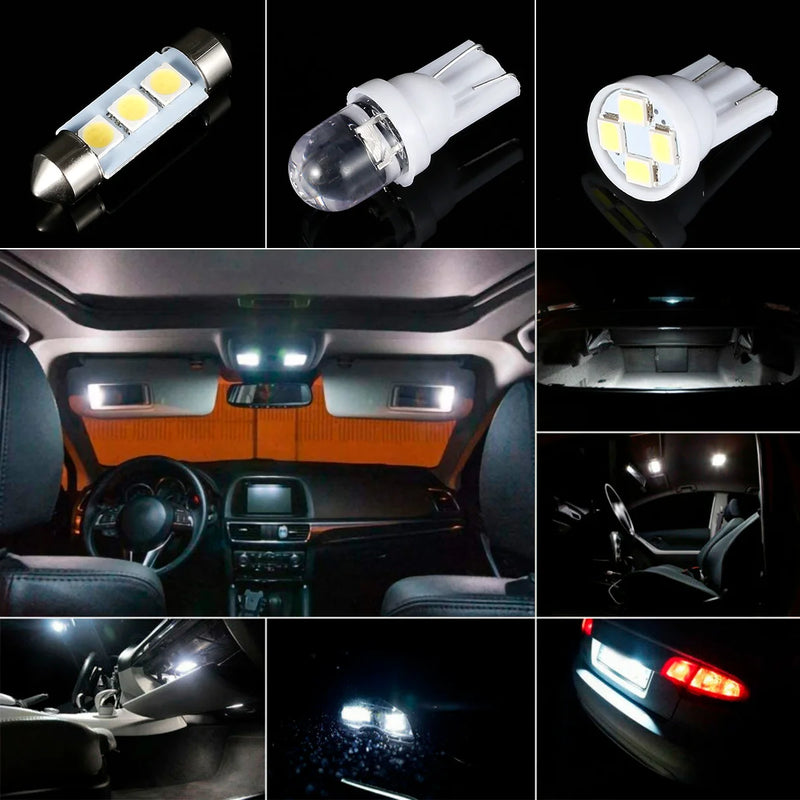 42 peças led luzes interiores do carro t10 6000k smd led substituição placa de licença/lâmpadas de leitura xenon branco interior lâmpadas