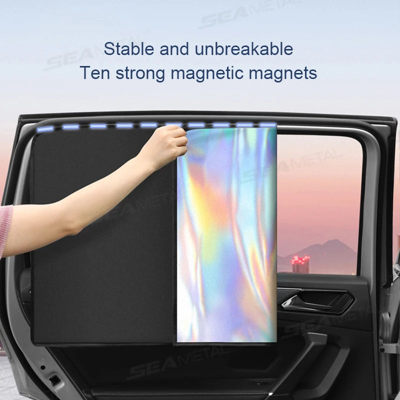 SEAMETAL 2Pcs Magnetic Car Side Window Sun Shade Curtains Front/Rear Window Sun Protection Cover UV Blocking Car Privacy Curtain