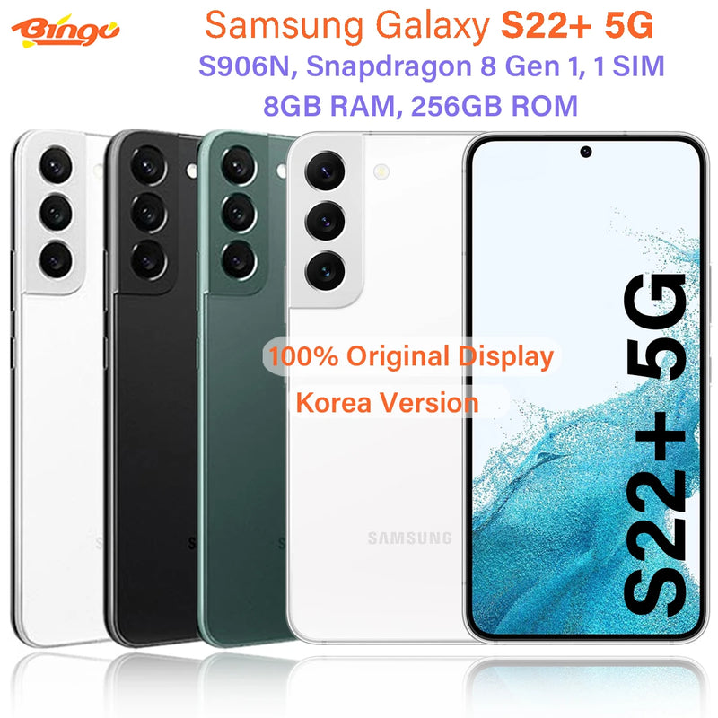 Samsung Galaxy S22+ 5G S906N 256GB ROM S22 Plus Octa Core Snapdragon 8 Gen 1 6.6" 50MP&12MP 8GB 1SIM Original Cell Phone