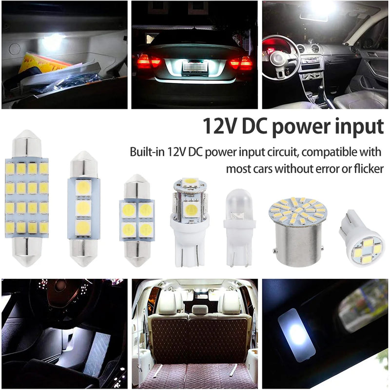 42 peças led luzes interiores do carro t10 6000k smd led substituição placa de licença/lâmpadas de leitura xenon branco interior lâmpadas