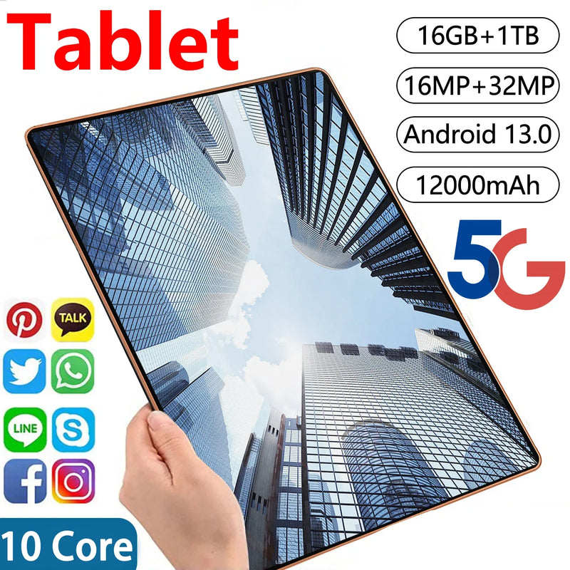 2024 nova rede de 11.6 polegadas android 13.0 tablet 16gb ram 1tb rom 16mp 32mp 10 núcleo 12000mah tablet 4 5g wifi tablet